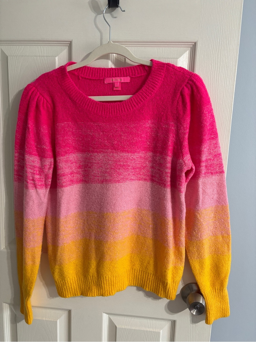 Lilly Pulitzer Ombre Stripe Crewneck Sweater with Puffed Sleeves